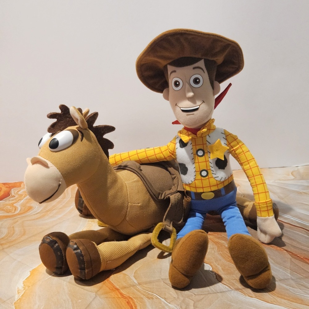 Disney Pixar Toy Story Woody Bullseye Plush Doll Horse Talking Sound Lot